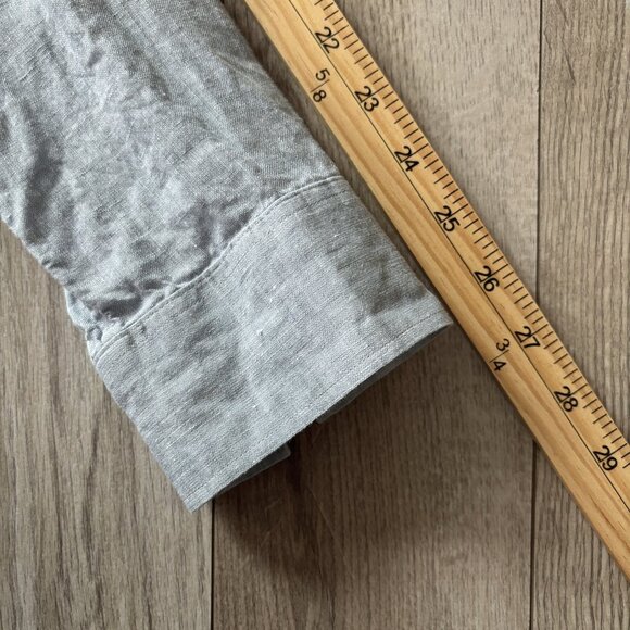 Michael Kors Linen Light Blue Button Down Shirt Mens Medium Preppy Vacation - Picture 6 of 16